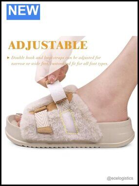 Orthotic Arch Support Slippers with Faux Fur - Soft Cushioned Adjustable House